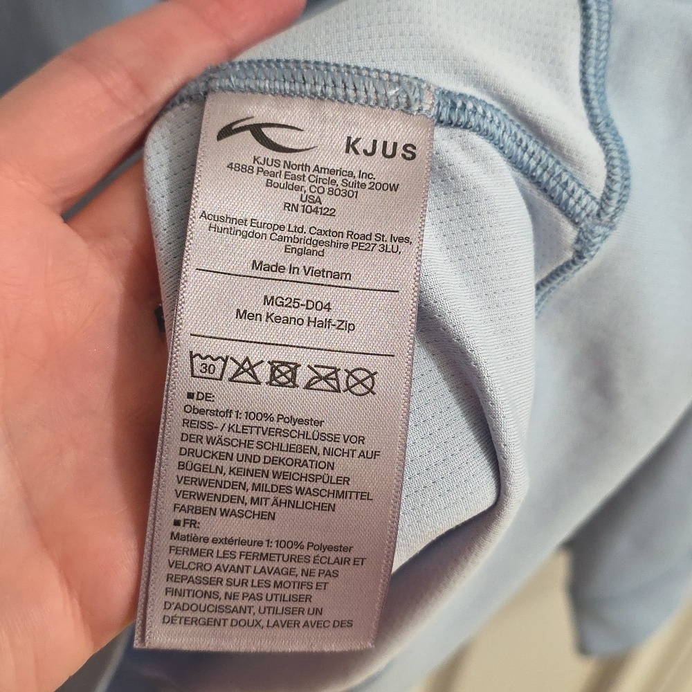 KJUS Keano Half-Zip Blue Fog Golf Mid Layer SPF Protector Men's Size Medium - Picture 8 of 14